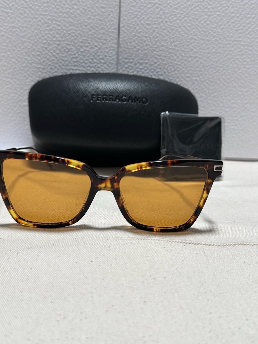 Salvatore Ferragamo Tortoiseshell Frame Sunglasses with Amber Lenses